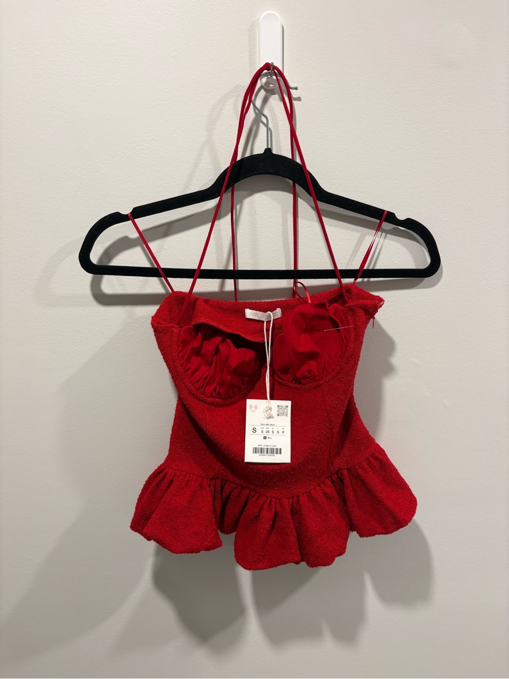 Red Ruffle Hem Top